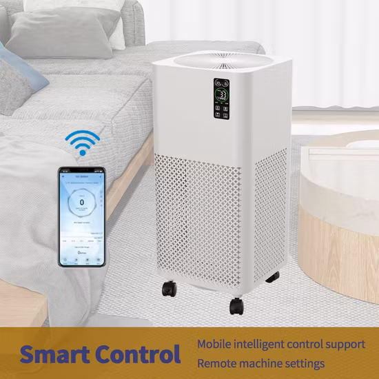 家庭用WiFiセンサー空気清浄機、ポータブルHEPAフィルターイオナイザー空気清浄機